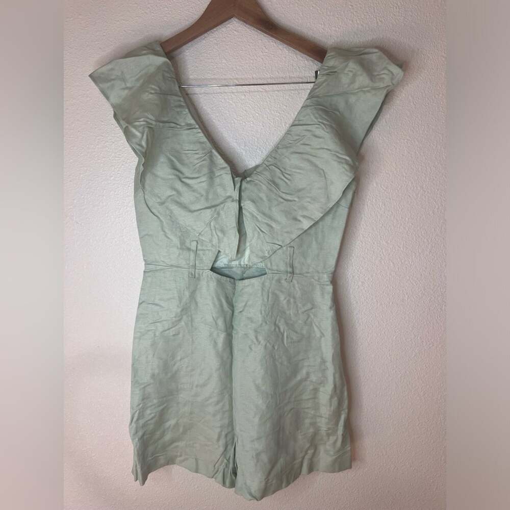 Topshop Riviera light mint green ruffle linen romper NEW 8